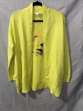 Candace Cameron Bure Sunny Lime Novelty Flower Cardigan Sweater